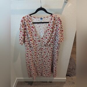 Old Navy Red and White Floral Midi Dress